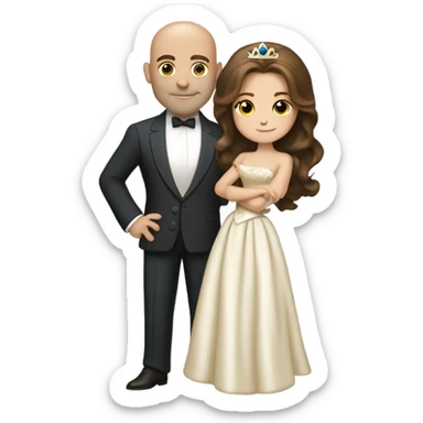 princess with brown hair and brown eyes in the arms of a bald rich man sticker