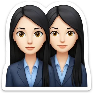 business woman long straight caucasian long black hair sticker
