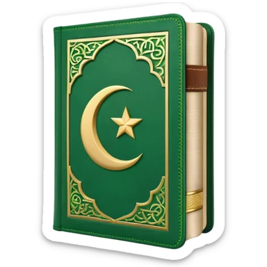 Closed Quran with the Islamic Symbol on it (moon and star) green sticker