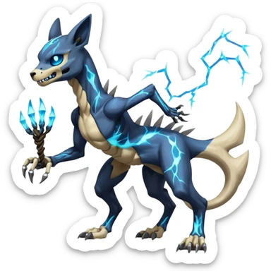 Skeletal Duskull-Manectric-Electrike-Lucio-Cubone-Umbreon-Marowak-Draco-Fakémon-hybrid-creature (full body), 4 legs sticker