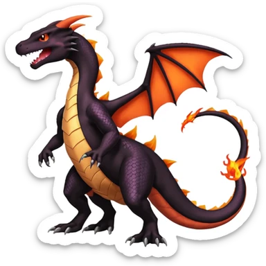 Black lanky elegant evil badass handsome cool beautiful Shiny-Charizard-Salazzle-Seviper-Salandit-fusion sticker