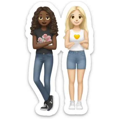 A blonde girl and a brunette girl Being best friends ￼￼ sticker