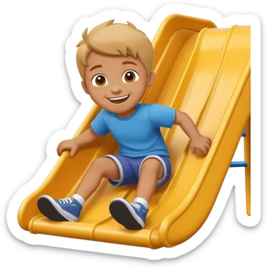 child sliding down a playground slide, cheerful and playful sticker