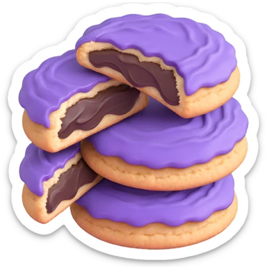 ube purple crinkle cookie, simplified, clear, emoji-like sticker