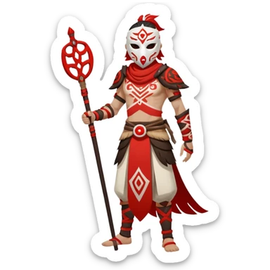 Hilichurl (from Genshin Impact) (full body) (with a white mask with red tribal markings on it)  sticker