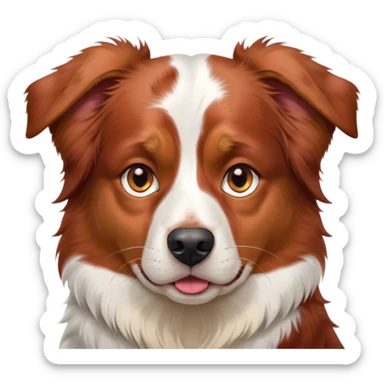 Cinematic Meme-Worthy Grumpy Red Merle Australian Shepherd Portrait Emoji, Head held high but eyes filled with dramatic disappointment, smooth red merle fur with subtle white accents, deeply furrowed brow forming an unmistakable scowl, floppy ears slightly angled back in disapproval, piercing amber eyes glaring with pure exasperation, Simplified yet hilariously over-exaggerated features, highly detailed, glowing with an aura of supreme annoyance, high shine, exhausted yet judgmental, stylized with an almost regal pettiness, bright but brooding, soft glowing outline, capturing the essence of a pup that has seen it all and is thoroughly unimpressed, so meme-worthy it feels like it could instantly become the next viral sensation of grumpiness! sticker