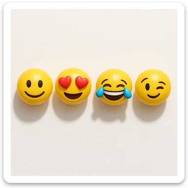 make four emojis on white background with good amount of shadow  sticker