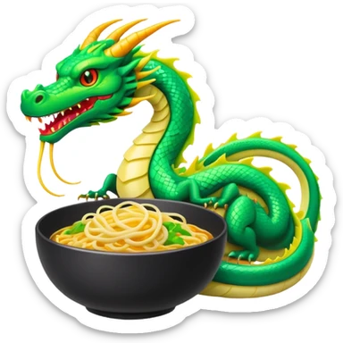 Cyberpunk style noodles restaurant and dragon sticker