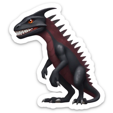 cool edgy black and maroon Dark-type nargacuga reptile Pokémon full body sticker