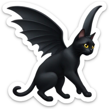 A black cat with rad eyes and wings sticker