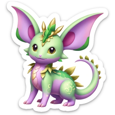 Shiny Exotic Cute Adorable Majestic Ethereal Sparkly Flygon-Espeon-Meganium-Shaymin-Hybrid-Creature with pattern-markings sticker
