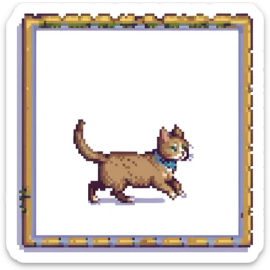 pixel art style cat running animation frame 2 sticker