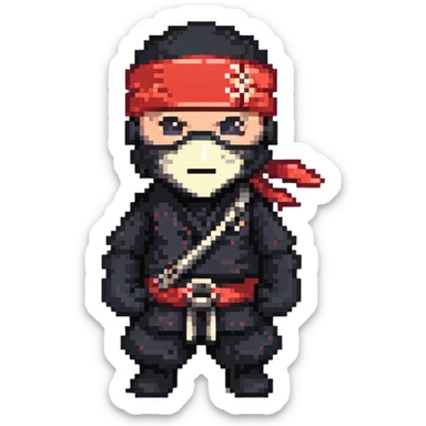Masked ninja, red headband sticker