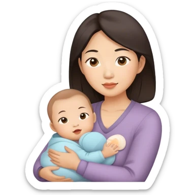 asian mom with baby sticker