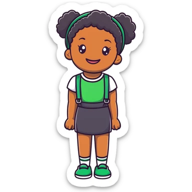 black girl with green braces on her teeth smiling sticker