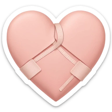 A minimalist pastel illustration of a heart with a small bandage, inspired by the ❤️‍🩹 emoji. Soft pastel colors — dusty pink, blush, baby peach, and cream tones. Gentle lighting, smooth gradients, and a calm, soothing aesthetic. Flat vector style on a light neutral background. sticker