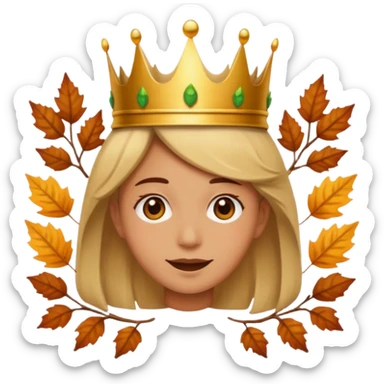 fall ecstatic emoticon artsy slightly creepy crown of leaves but make the base a normal emoji sticker