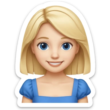 MAKE A ALICE AND THE WONDER LAND EMOJI WITH A BLUE DRESS AND BLOND HAIR sticker
