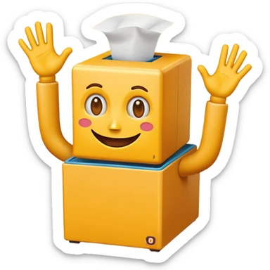 Create an emoji (one of the classic yellow faces) but make it have hands and make it whind up an imaginary jack in the box (no props or anything just the hands and face) but also have the mouth like an o sticker