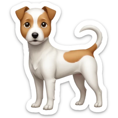 a full body slightly chubby white parson russell terrier looking dog the size of a kelpie with light brown long ears and a light brown patch on one eye and a large snout. the rest of the dog is completely white sticker