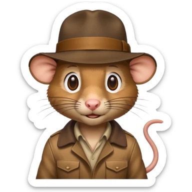 Rat wearing Indiana jones hat sticker