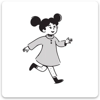 Hand-drawn little girl with pigtails and a cute dress sticker