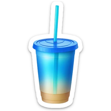 Light to dark blue ombré drink in plastic cup with a straw and lid with no face just a cup sticker