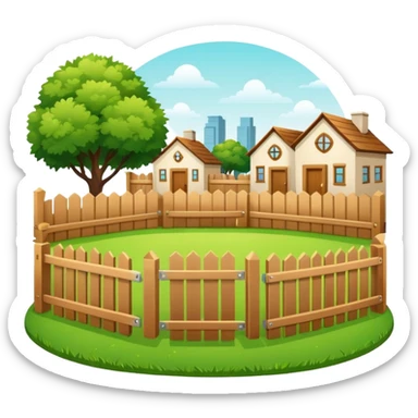 closed courtyard icon, safe private yard surrounded by buildings, minimal flat vector style sticker