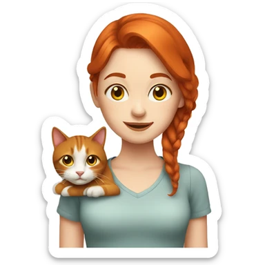 Redhead girl with a cat sticker