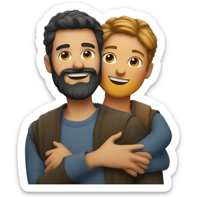 couple hug with warm smiles men with beard sticker