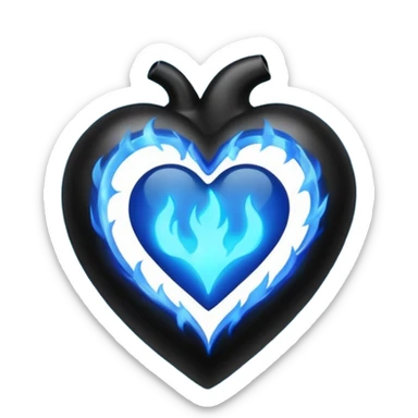 make exactly the emoji like"❤️‍🔥" but the heart is black and flames are blue sticker