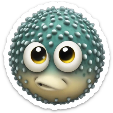 3d sphere with a cartoon sophisticated granite Pufferfish skin texture with beautiful eyes sticker