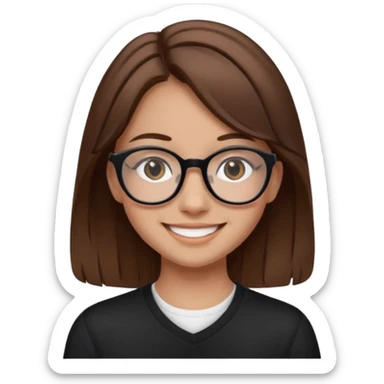 ragazzina di 16 anni castana capelli lunghi con occhiali neri  sticker