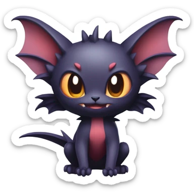  Kawaii Edgy Cool Vampiric Beautiful Noivern-Nargacuga-Litten with big Bat Ears full body sticker