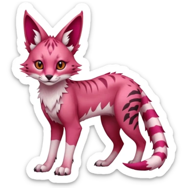 Epic complex detailed sanguine-red magenta pink white pastel realistic aesthetic-scenic-Fakémon-Trico-Sergal-Serval-Vernid-creature sticker