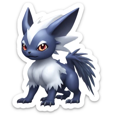 Edgy Cool Kawaii Baby Nargacuga-Absol-Garurumon-Pokémon Full Body Detailed High Quality sticker