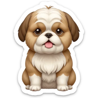 An overweight shih tzu dog sitting up on its hind legs begging for a treat  sticker
