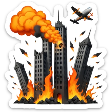 A plane hitting two towers sticker