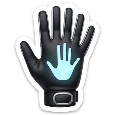 Minimal emoji of a futuristic nano-tech glove with subtle glowing lines, flat sci-fi wearable icon sticker