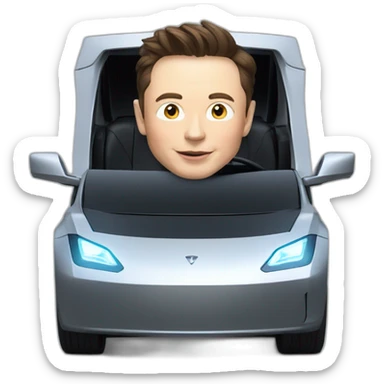Elon musk riding in a Tesla cyber truck  sticker