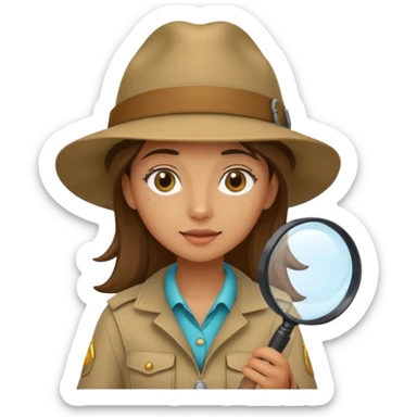 a young female explorer with magnifying glass sticker