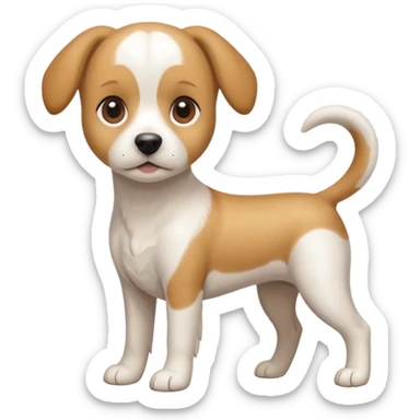 a full body white beagle x maltese x chi dog the size of a kelpie with light brown ears and a light brown patch on one eye sticker