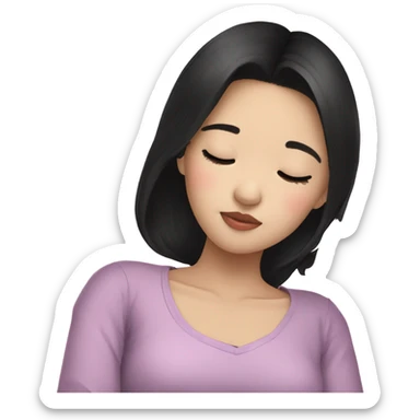 Coquette teenage cute asian black hair girl sleeping  sticker