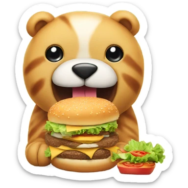 A cute stuffed animal that eats a burger  sticker