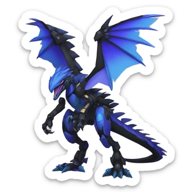  Cool Edgy Black Blue Purple Digimon-Fakemon-Raptor-Dragon-Mecha full body sticker
