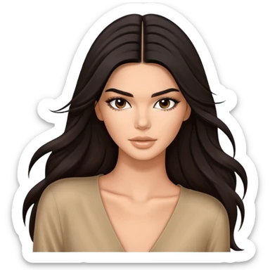 Kendall Jenner, fashion model, long dark hair sticker