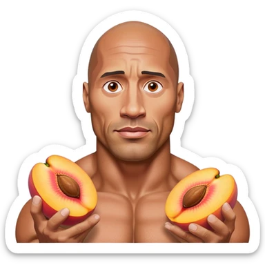Dwayne the rock Johnson with peaches for eyeballs sticker