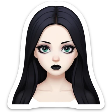 pretty long hair gothic baddie with eyeliner sticker
