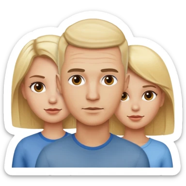 Two blonde women and a man with skin head  sticker
