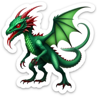 Cool Edgy Green Red ethereal eldritch badass Fionbri-Vernid-Trico-animal-creature full body sticker